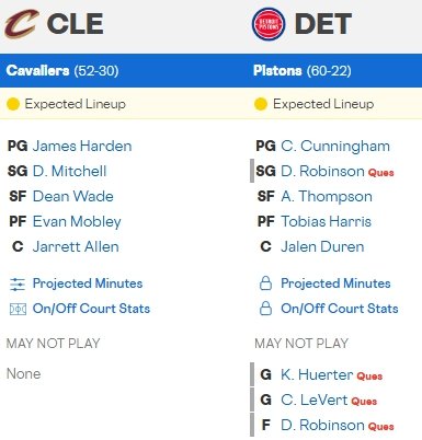 NBA 플레이오프 디트로이트 피스톤스 vs 클리블랜드 캐벌리어스 Game 5 분석 - 홈팀 11연승 장줄 디트로이트 승 픽