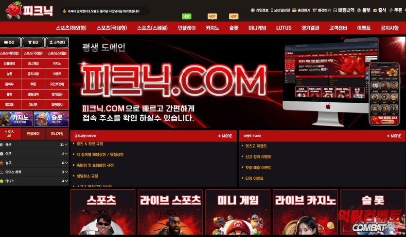 피크닉 먹튀 사이트 메인 증거 이미지 캡쳐